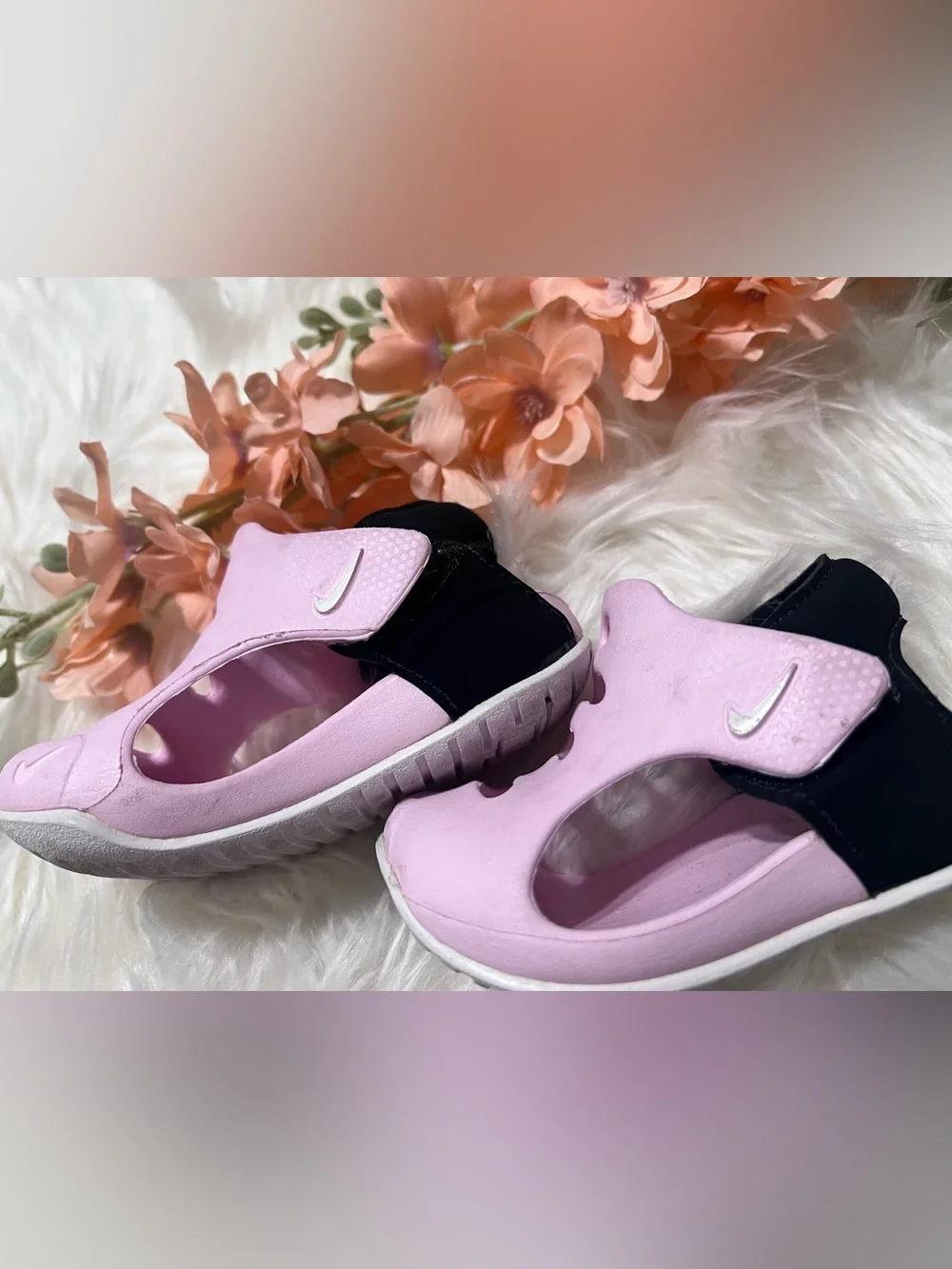 Nike  girls Pink Slip-On Foam Sandals with Back Strap
